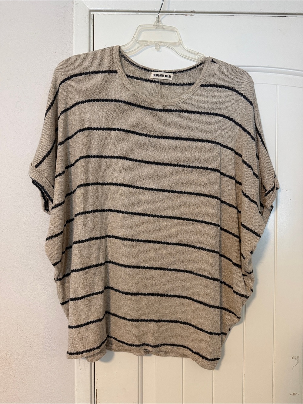 Taupe Striped Relaxed Knit Top